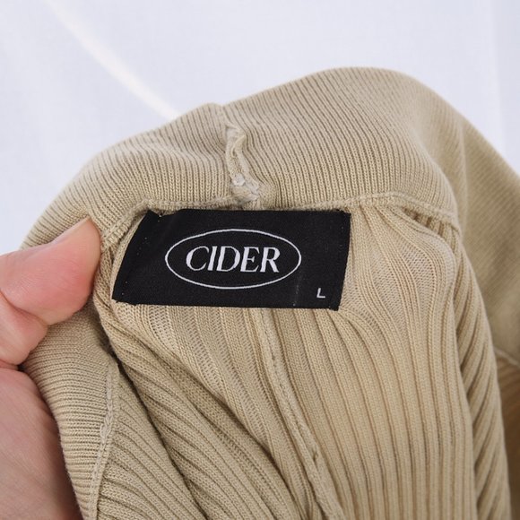 Cider Light Green Beige Ribbed Pants Women's Large - Picture 7 of 7